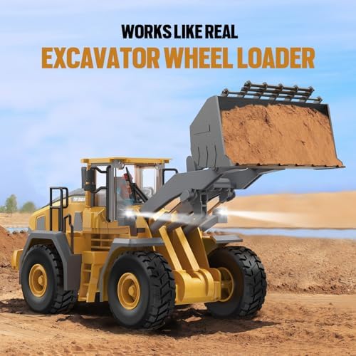KIDMARKT Metal RC Wheel Loader Toy - Realistic Working Lights and Sounds, 1:20 Scale, 9-Channel Remote Control Construction Play Tractor Toys for Kids 3+, Perfect 2026 Gift - Image 2