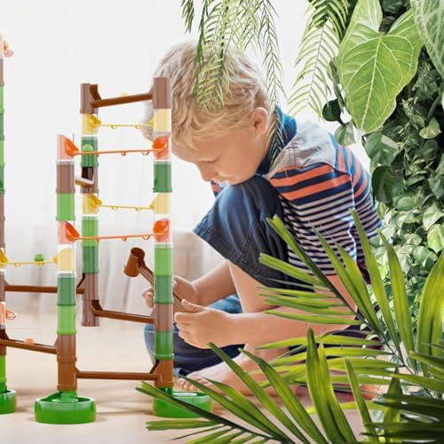 Quercetti Migoga Jungle Marble Run Toy - 110 Piece Set with 12 Colored Marbles and Multi-Start for Simultaneous Launches, Promotes STEM Learning and Building Skills, for Kids Ages 4 Years and Up - Image 4