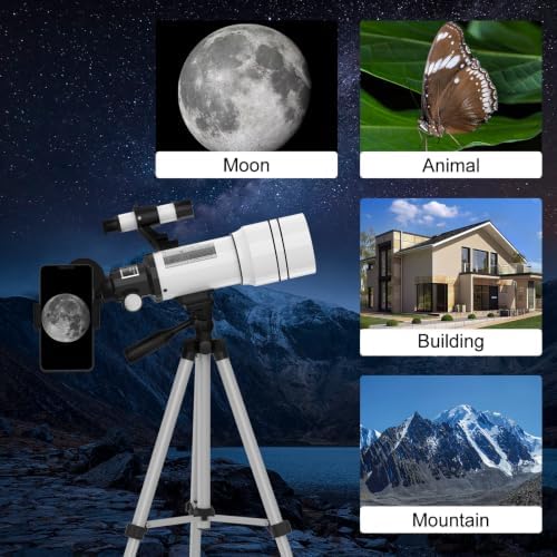Telescope for Kids and Adults, Astronomical Telescopes (15X-150X) with Fully Multi-Coated Optics, 70MM Aperture 300MM Refracting Telescope for Moon, Astronomy Beginners Gifts with Phone Adapter - Image 7