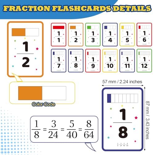 5 Pcs Fraction War Flash Card Wars Fun Fraction Math Game to Learn - Image 3