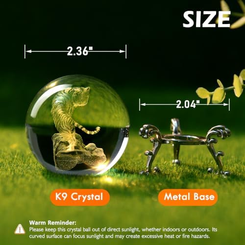 IFOLAINA 3D Tiger Crystal Ball Tiger Figurines in Crystal Ball 60mm Decor - Image 2