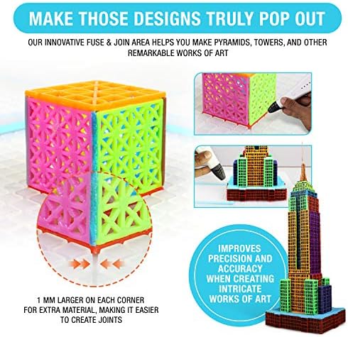 3Dmate Base - Transparent 3D Pen Mat 18 x 12 Inches with Fuse and Join Area - Flexible Two-Sided Heat-Resistant Silicone - 3D Pen Accessories Compatible with Stencils - STEM Activity for Kids, Adults - Image 4