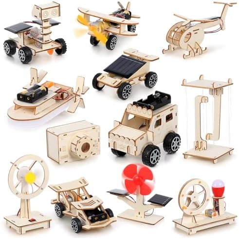 Soulchen 12 Sets STEM Kits DIY Wood Building Projects,Vehicles Mechanical by Soulchen