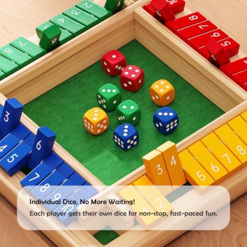 Multicolor Shut The Box Game 4 Player Math Board Games - Image 6