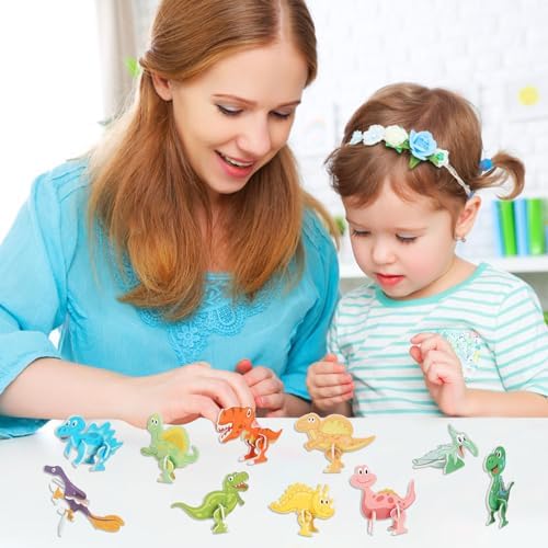 KIMOBER 25Pcs Educational 3D Cartoon Puzzle,3D Dinosaur Puzzle for Kids DIY Cartoon Dinosaur Animal Learning Jigsaw Toys for Kids - Image 4