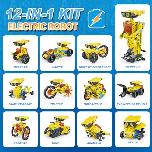 AESGOGO 12-in-1 Electric Robot Kit, STEM Projects Toys for Kids Age 8-12 Birthday Gifts, DIY Building Science Experiment Kit Battery Powered Education for Boys Girls Aged 8 9 10 11 12 13 14 Year Old - Image 2