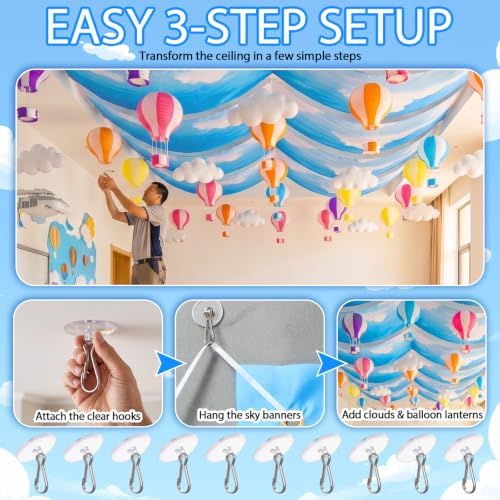 46 Pcs Hot Air Balloon Ceiling Decoration for Classroom Hanging - Image 5