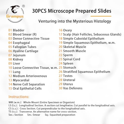 30 Prepared Microscope Slides with Specimens for Kids Students - Histology, for Biological Science Lab, Children's Science Education, Homeschooling Use - Image 5
