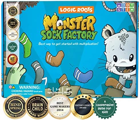 Monster Sock Factory Multiplication and Division Game - Fun Math Board Game for 6-10 Year Olds, Easy to Play STEM Toy for Kids at Home, Learning Gift for Girls & Boys, Grade 1 and Up by Mathgamesforkids