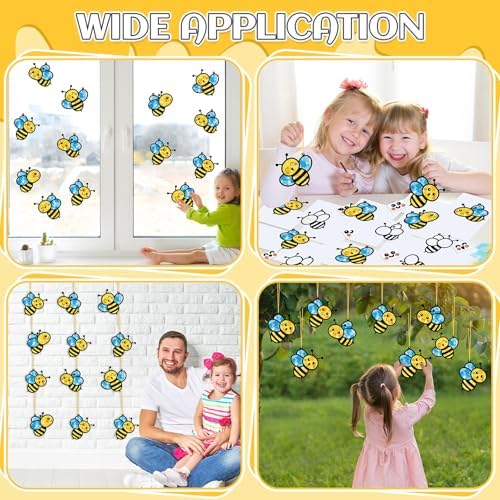 Qyeahkj 36 Set Summer Bee Suncatchers Crafts for Kids DIY Insect Bug Window Tissue Paper Craft Kit Hanging Decor for Classroom Home Activity Art Project Birthday Party Favor - Image 6