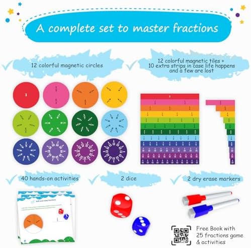 Simply magic 166 PCS Magnetic Fractions - Fraction Manipulatives - Image 3