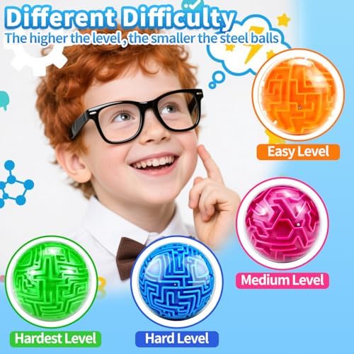 4 Pack 3D Puzzle Maze Ball, Magic Brain Teaser Puzzles Game for Kids 8+ - Image 5
