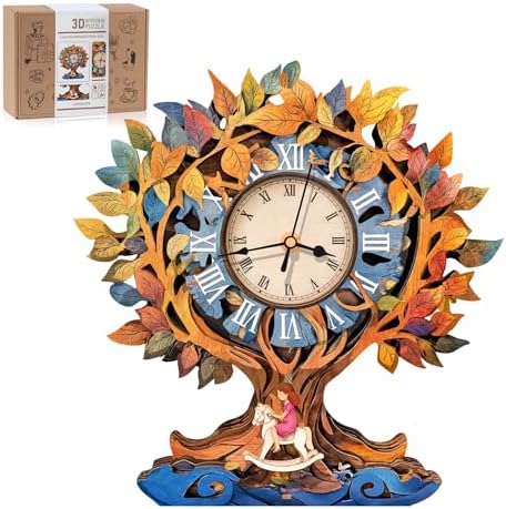 Rnfinewow 3D Puzzles for Adults, Tree of Life Clock Wooden Puzzles Room Home Decor, DIY Wall Pendulum Clock for Craft Enthusiast Hobbies Birthday Christmas Day Gifts by RnfinewowWoodenPuzzles