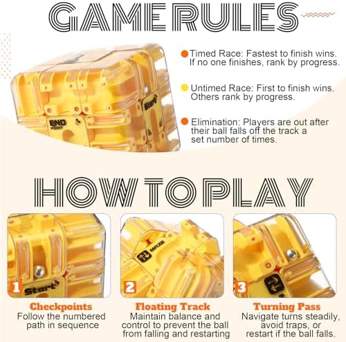 1 Sets Large Labyrinth 3D Maze Cube Puzzle Maze Game Gravity 3D Puzzle Cube Brain Teaser Ball Games for Kids Education Sensory Toys Gift for Adults (Classical,Yellow) - Image 4