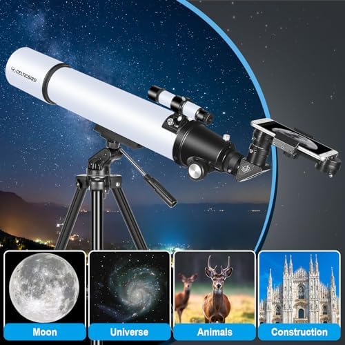 Celticbird Telescope for Adults High Powered, Travel Telescopes for Adults Astronomy Beginners Gifts, 80mm Aperture 900 Refractor Telescope with AZ Mount, Carry Bag, Phone Mount - Image 5