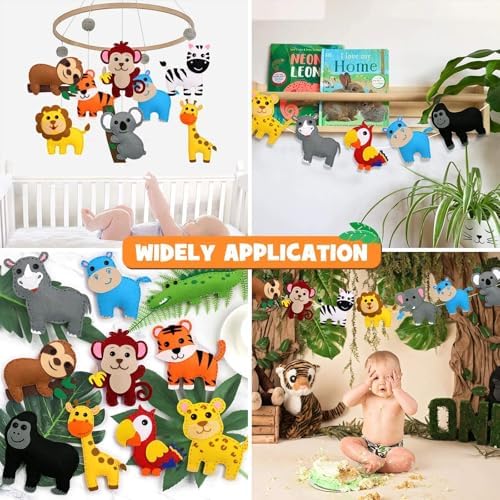 CiyvoLyeen Kids Sewing Kit Crafts – DIY Safari Jungle Animals Felt Plush Ornaments Sewing Set for Girls & Boys Ages 7–12, Beginner Craft Kit Set of 14 - Image 2