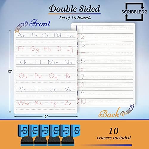 Scribbledo Letter Tracing Board, Dry Erase Whiteboard with Erasers 10 Pack - Image 2