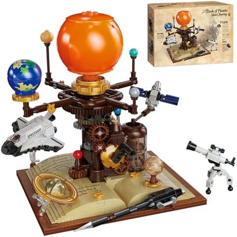 Spinning Solar System Space Building Sets, Compatible with Lego Space, Rotatable Planet Toys for Kids with 8 Planets 1 Sun& Rocket Sets, Solar System for Boys & Girls 8+ Years Old, 672 PCS by DGKMND
