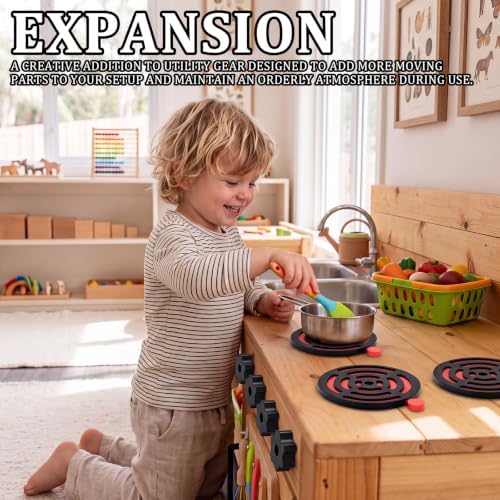 9 Pcs Outdoor Mud Kitchen Accessories with Grill Burner and Knob, Red Black - Image 4