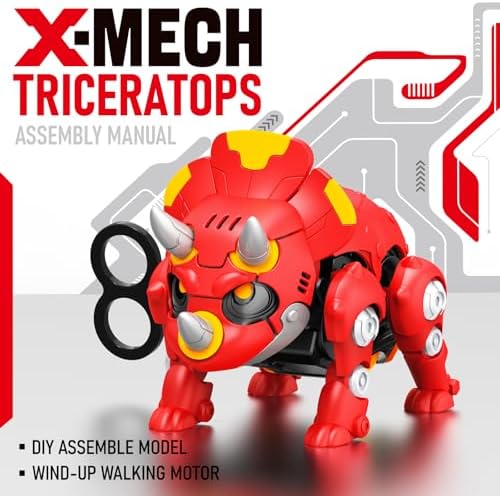 DINOBROS STEM Dinosaur Mechanical DIY Building Blocks Toy Triceratops 3D Puzzle Assembling Robot Wind Up Walking Dinosaurs Take Apart Toys for Kids X-MECH - Image 5