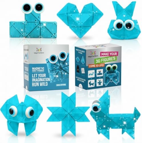 MagStackers Magnet Fidgets for Kids - 22 Pc Magnetic Tiles Toy Building Set with Tetrahedron and Tripyramidal Magnet Blocks for 5+ Years - Reduce Fidgeting and Create 1000+ Fun Creatures and Designs by HyperBlasters