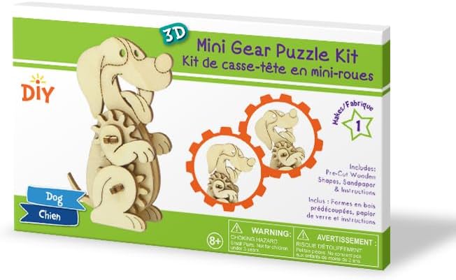 Wooden 3D Puzzle for Kids & Adults - Dog Model with Mechanical Gears, 1 Piece, 6.75 x 5.0 inches, Wood Craft, Ages 8+, Unisex - Image 2
