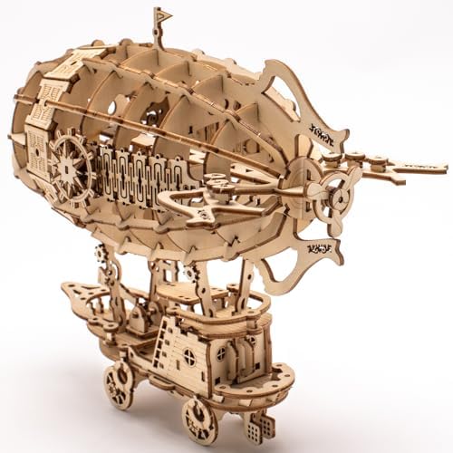 3D Wooden Puzzles for Adults,Wooden Toy for Kids and Adults,Model Building Kit,Educational Brain Teaser,Best Educational Christmas Birthday Day Gift for Friends (Wooden Airship) - Image 4
