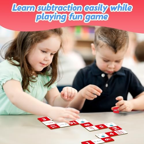 Kasfalci Subtraction Dominoes Set,Math Manipulatives Games for Kids,Counting Toys,Learning Games,Preschool Learning Activities,Homeschool Supplies,Kindergarten Classroom Must Haves,1st 2nd 3rd Grade - Image 2