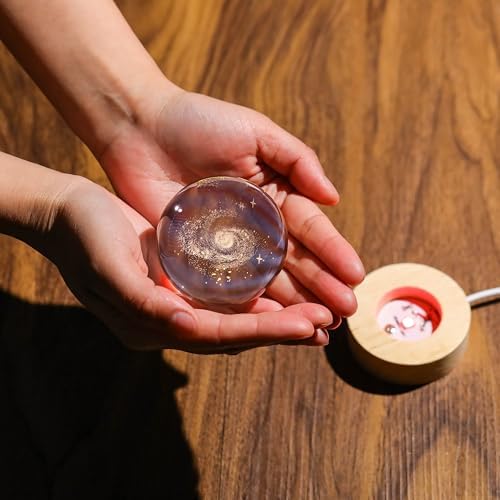 3D Galaxy Crystal Ball Night Light with Remote Upgraded 2.36 Inch Galaxy Planets Glass Ball Lamps with 16 Color LED Wooden Base for Birthday, Astronomy Space Universe Gifts for Boys Girls - Image 2