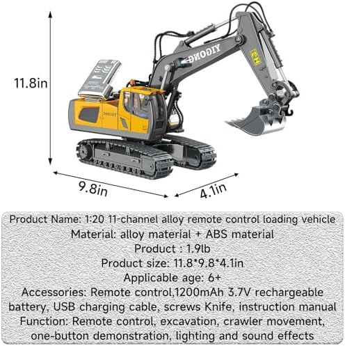Excavator Set，rc Dump Truck Command The Site Conquer The Dir，2.4Ghz Remote Control Construction Vehicle Set Children's Toys，Alloy Material Simulate True Scale (Excavator) - Image 5
