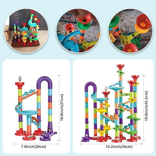 Toys for Boys 4-6 - Marble Runs 3D Maze Game DIY Educational Toys for Kids 5-7 Birthday Gift,Track Pipe Building Blocks Mini Glass Marbles for Kids,Toys for 3+ Year Old Boys Christmas (142PIECES) - Image 5