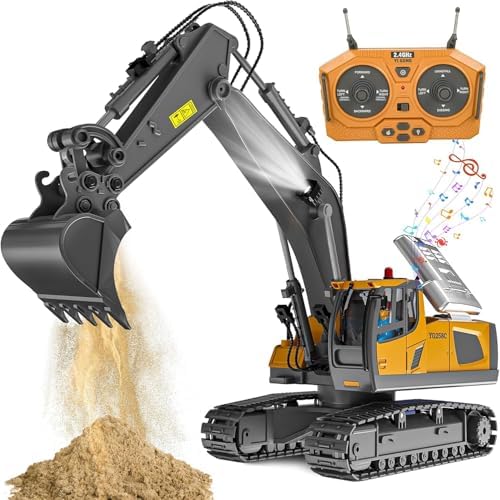 Remote Control Excavator Toy for Boys 6-11 yrs Old,11-Channel RC Excavator Toy,with Metal Shovel,2.4Ghz RC Construction Vehicle,Ideal Gifts for Kids on by ADTHLIER