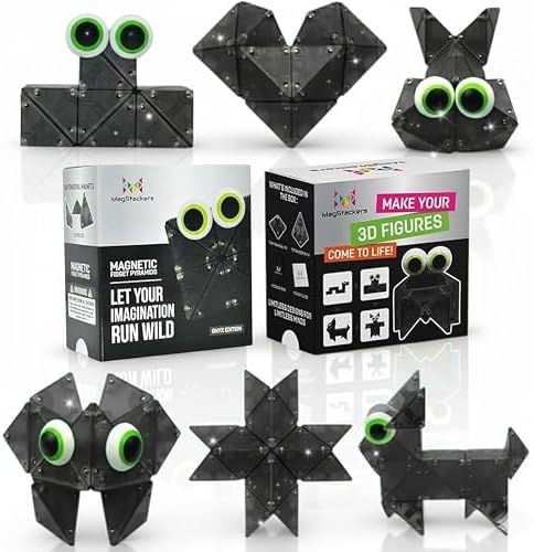 MagStackers Magnet Fidgets for Kids - 22 Pc Magnetic Tiles Toy Building Set with Tetrahedron and Tripyramidal Magnet Blocks for 5+ Years - Reduce Fidgeting and Create 1000+ Fun Creatures and Designs by HyperBlasters