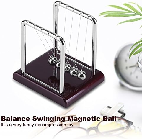 DEWIN Newtons Cradle Pendulum Steel Balance Swinging Magnetic Ball Perpetual Motion Desk Toy Physics Science Desk Fun Toy Swinging Kinetic Balls for Office Decor Gift 3.35 x 2.76 x 3.54 Inches - Image 6
