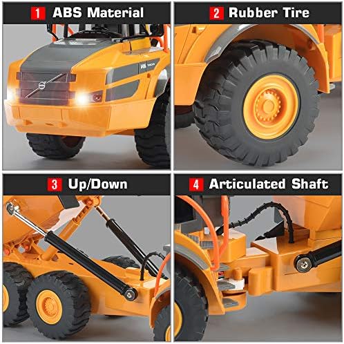 DOUBLE E Volvo RC Dump Truck Toy for Kids, Articulated Hauler, Remote Control Construction Toys Vehicles with Lights, Birthday Gifts Ideas for Boys Age 6 7 8 9 10 Year Old and up - Image 5