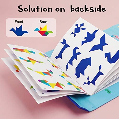 Beestech Wooden Tangram Puzzle Book, Travel Games for Kids in Car, Plane or Take Out for Restaurant, Educational Learning Puzzles Toys, On The Go Toys for Kids, Boys, Girls 3,4,5,6,7,8 Years Old - Image 3