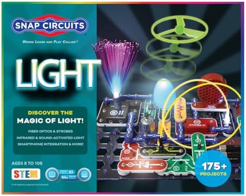 Snap Circuits Light Electronics Exploration Kit | Over 175 Exciting STEM Projects | Full Color Project Manual | 55+ Snap Circuits Parts | STEM Educational Toys for Kids 8+ by SnapCircuits