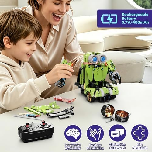 LECPOP 5-in-1 STEM Building Blocks Kit, RC Sports Car and Transform Robot - Image 4