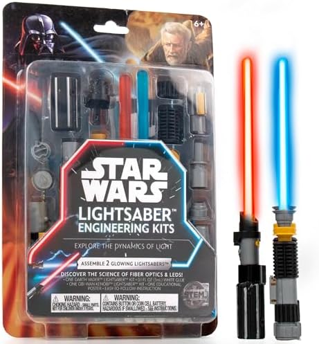 STAR WARS Construct Your Own Lightsabers, Build 2 Lightsabers for Kids, OBI Wan Kenobi Lightsaber & Darth Vader Lightsaber, 6 Year Old Boy Gifts, Toys by StarWars