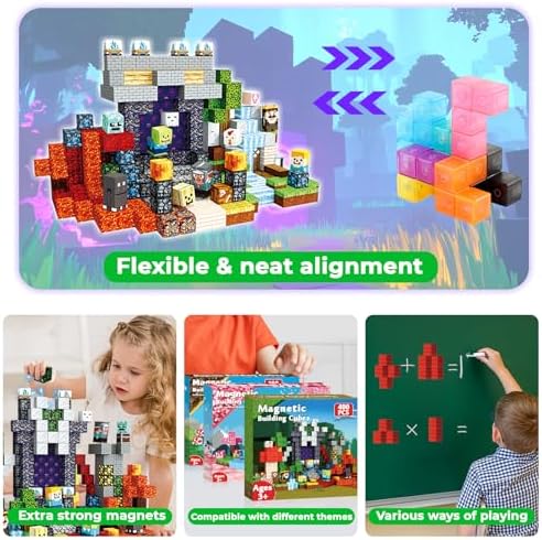 400 PCS Magnetic Blocks - Building Block for Kids, Stacking Magnet Cubes for Boys Girls, STEM Educational Montessori Magnetic Constructions Toys, Sensory Play Game Birthday Gifts Ages 3-12 - Image 6