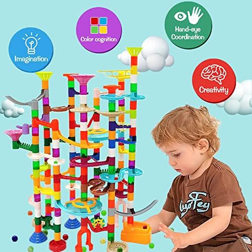 DSHMIXIA Marble Run Marble Maze Race Track with Glowing Marbles for Kids Ages 3-4-8-10 Sturdy Building Toys Kids Games Amazing Fun Gifts (Super) - Image 5
