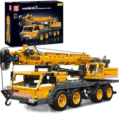 Mould King 17058 City Mobile Crane Truck Toy Building Set, Construction Vehicle Model Blocks Kit for Adults, Toys Gifts for Kids Children, Playset for Boys and Girls Ages 8+(997 Pieces) by MouldKing