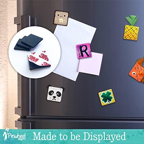 Pinwheel Crafts Magnetic Tile Art Kit Ages 6-12+ Years - Paint Your Own Magnetic Mini Tiles Includes 12 Tiles, Magnets, 8 Paints, Brush, Googly Eyes - DIY Magnet Making Kit for Kids - Image 5