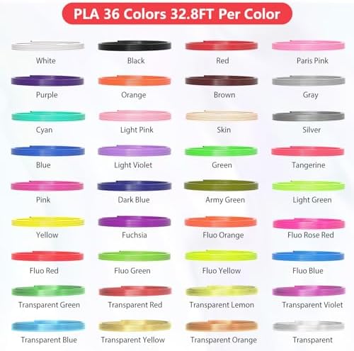 36 Colors 3D Pen PLA Filament Refills, 1.75mm High-Precision 3D Printing Pen Refills, 32.8 Feet Each (Total 1181 Feet), Non-Toxic & Odorless, Works with Most 3D Pens (Not for 3Doodler) - Image 3