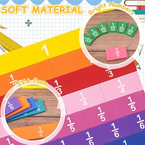24 Sets Sayglosy Fraction Tile Manipulative for Math Classroom, Muted Color - Image 3
