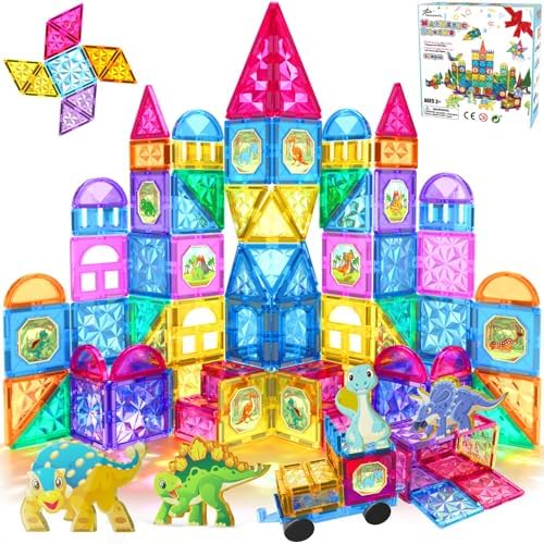 Jasonwell 110PCS Magnetic Tiles Building Blocks Set for Boys Girls Preschool Educational Magnet Construction Kit Stacking STEM Toys Christmas Birthday Gifts for Kids Toddlers 3 4 5 6 7 8 9 + Year Old by Jasonwell