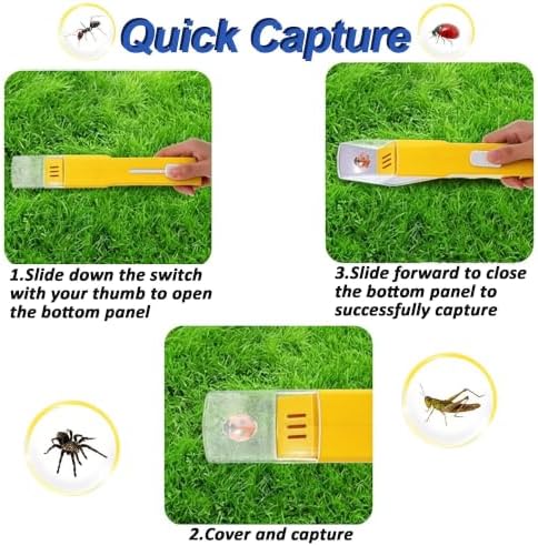 2 Pcs DelloidMaz Insect Catcher with Magnifying Glass, Small Animals Catcher Nature Exploration Tool to Capture Butterflies Bees Ladybugs Spiders Bug Catcher for Boys and Girls, Green and Yellow - Image 5