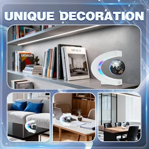 Flagest Magnetic Levitating Globe with LED Light, C Frame Floating World Globe Lamp, Cool Gadgets for Men Boys and Girls, Cool Stuff Tech Gifts for Office Bookshelf Home Desk Decor - Image 5