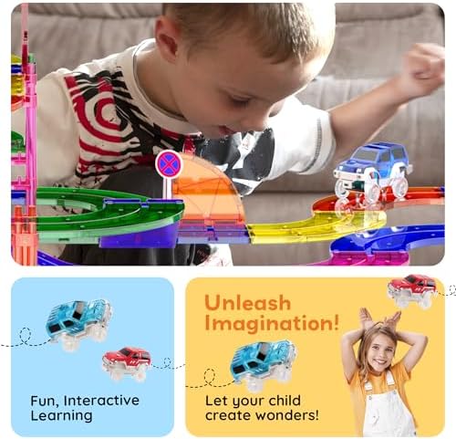PicassoTiles 100 Piece Magnetic Tiles Race Track Toy Creative Building Set - Image 3