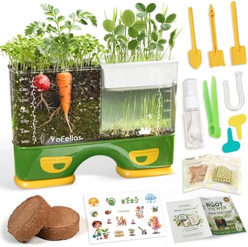 Root Viewer Science Kit for Kids – Grow Your Own Plant STEM Toy & Gardening Kit for Ages 6-12 – Educational Gift for Boys & Girls with Soil, Hydroponics, Journal & Stickers by YoFellas